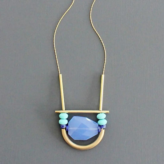 David Aubrey Turquoise and Lavender Geometric Necklace
