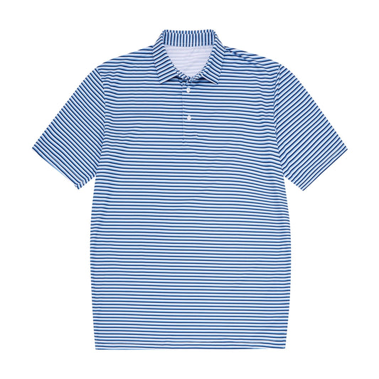 Navy Blue, Light Blue & White Stripe Polo