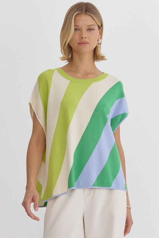 Ally Stripe Top in Lime