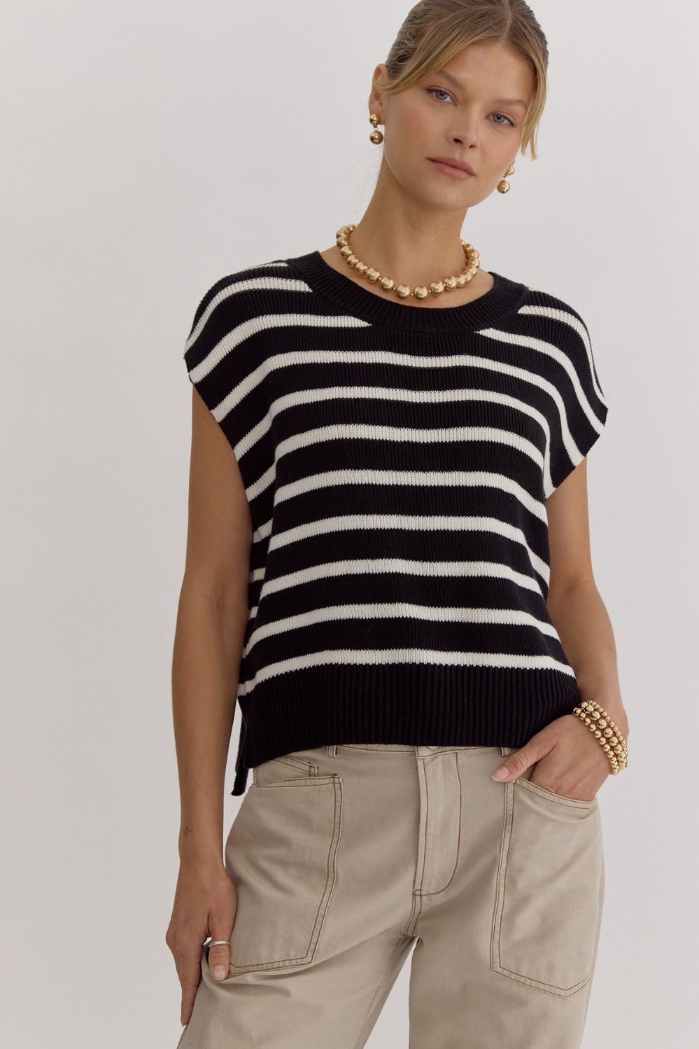 Emma Sweater in Black Stripe