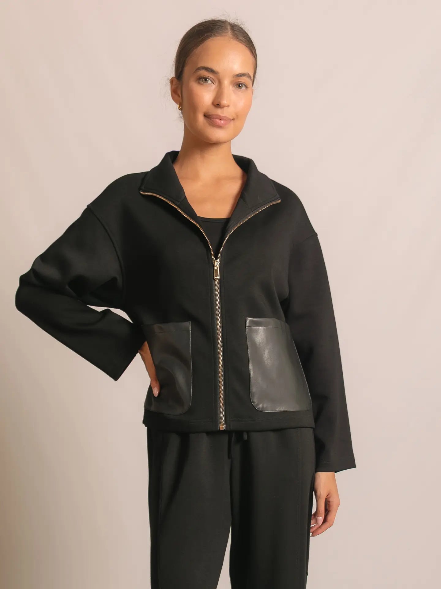 P.Cill Butter Modal Square Pocket Jacket in Black