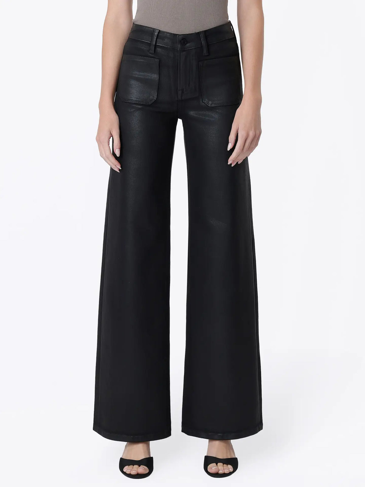Vervet: High Rise Coated Wide Leg Pant