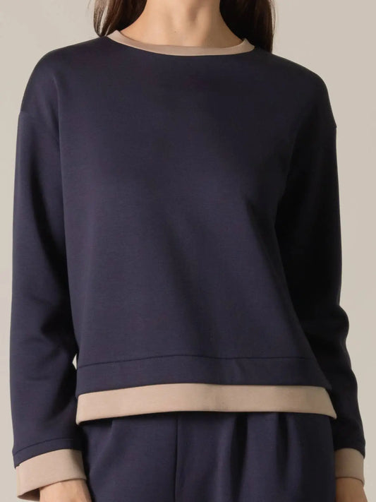 P. CILL Butter Modal Contrast Border Top in Navy