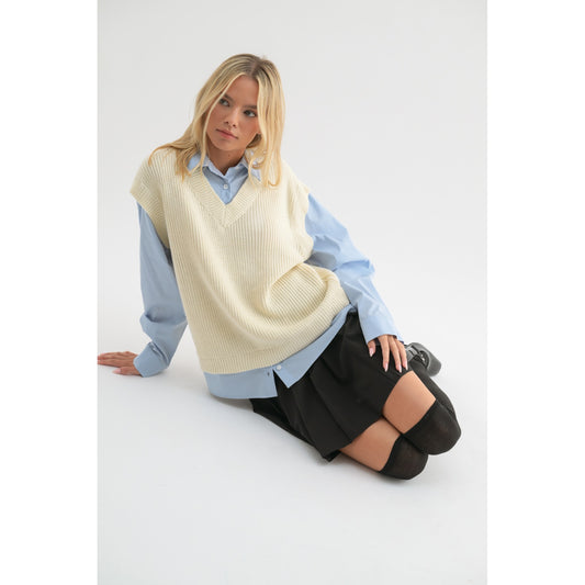 Twofer Sweater Vest Shirt