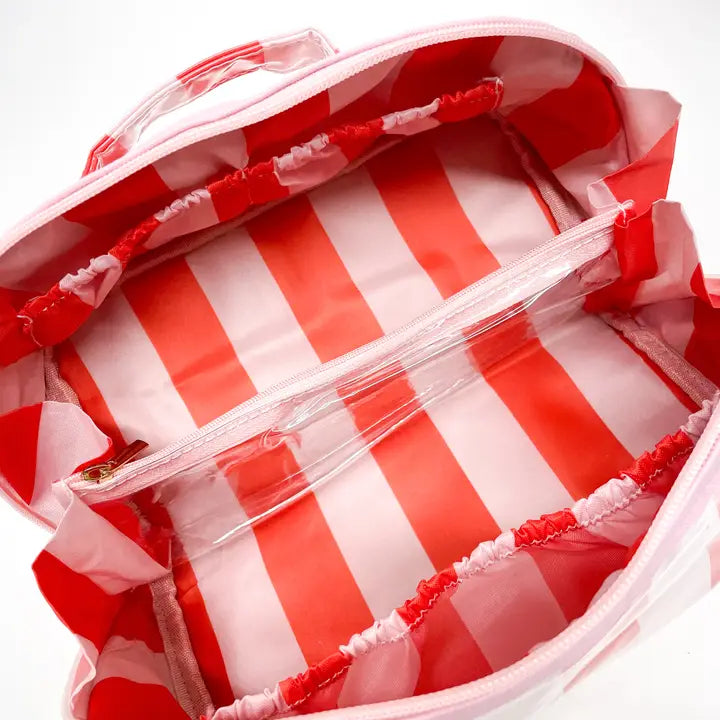 Gloss & Go - Colorful Stripe Wipeable Cosmetic Toiletry Bag