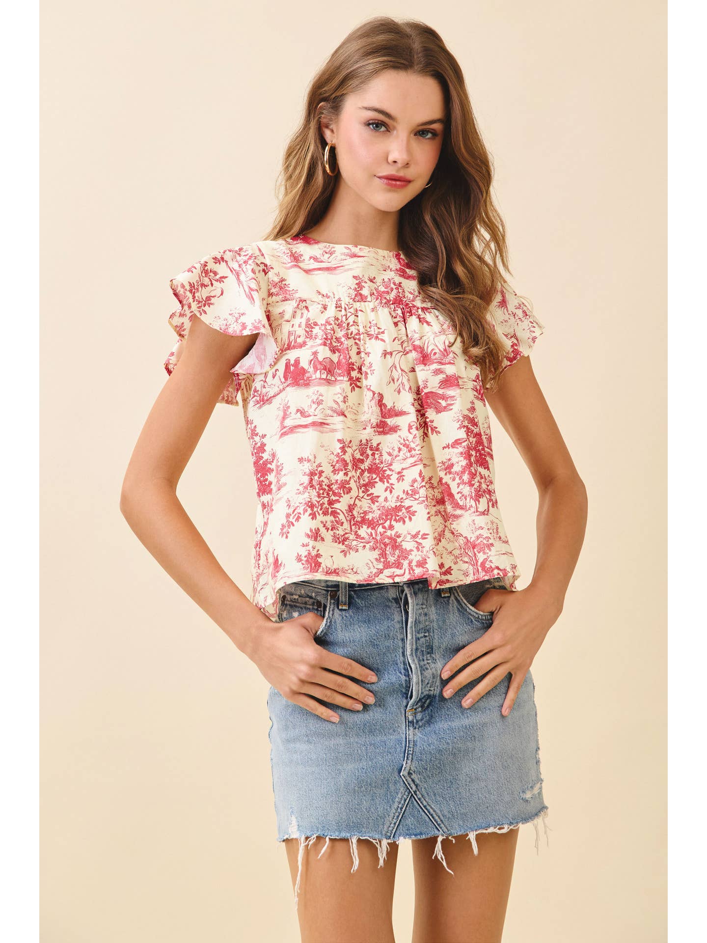 Leah Ruffle Sleeve Top