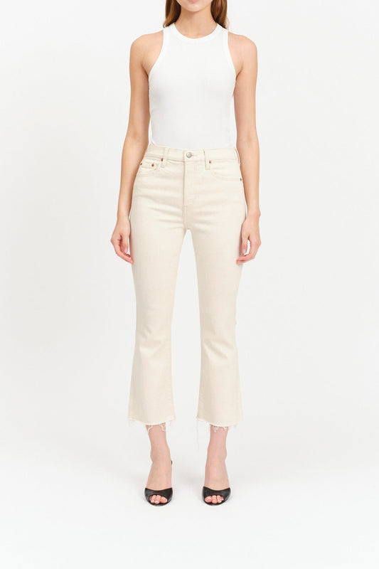 Chloe Shy Girl High Rise Crop Flare Denim in Raw Cut