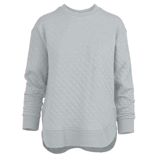 Quilted Jessie Crewneck in Light Grey