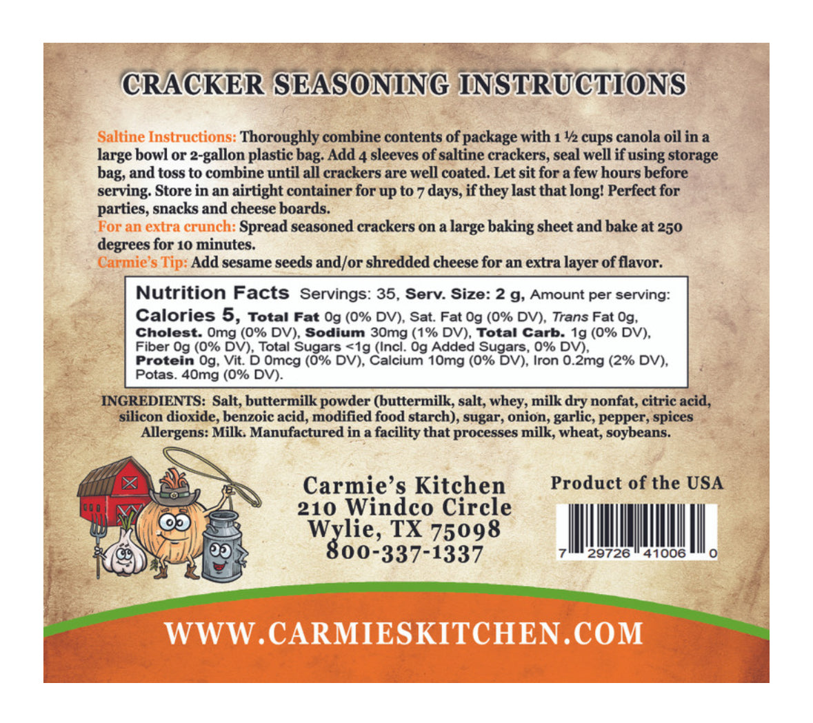 Carmies Cracker Seasoning