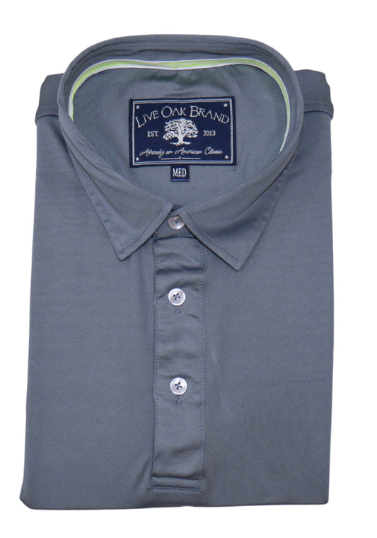 Slate Grey Performace Polo with River and Co logo