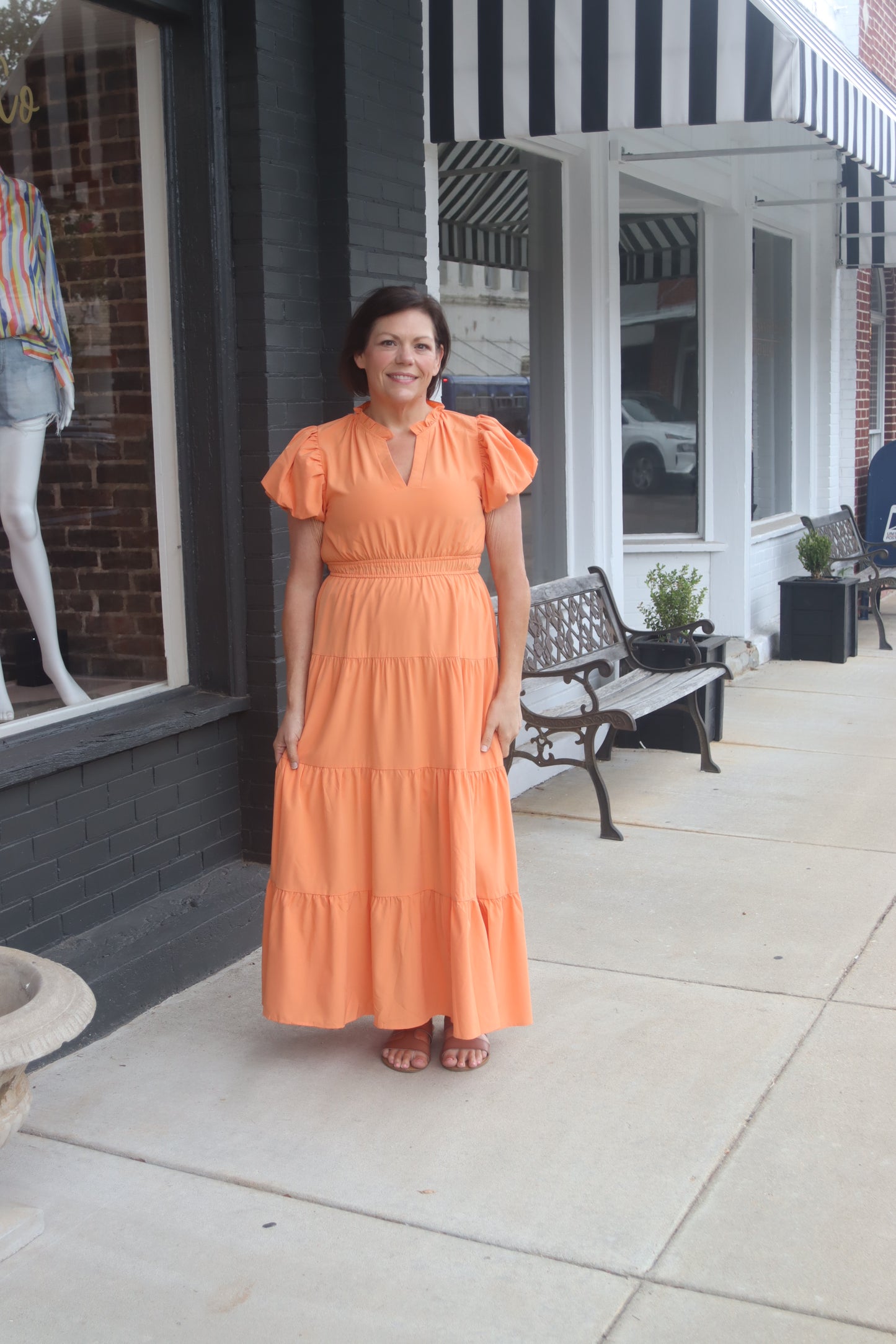 Sarah Midi Dress in Apricot