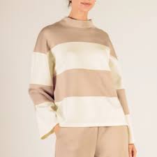 Jane Top in Taupe and Ivory