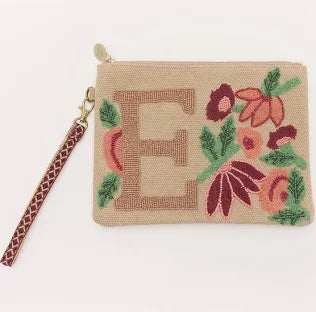 Beaded Initial Wristlet Pouch